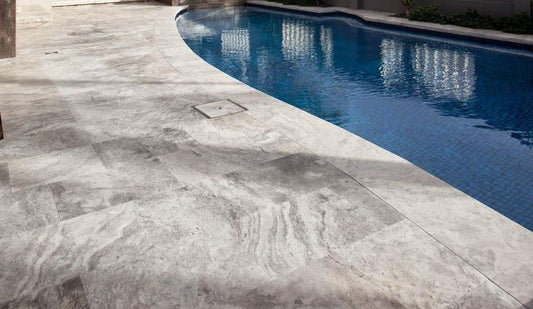 Silver River Travertine Bullnosed 16x48 2" Pool Coping