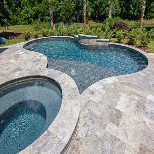 Silver Alaska Travertine Eased Edge 24x72 2" Tread/Cap
