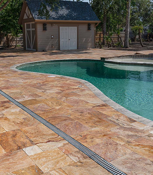 Autumn Blend Travertine Eased Edge 16x24 2" Pool Coping