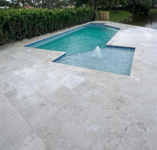 Moon Cream Marble Leather 24x24 2" Paver