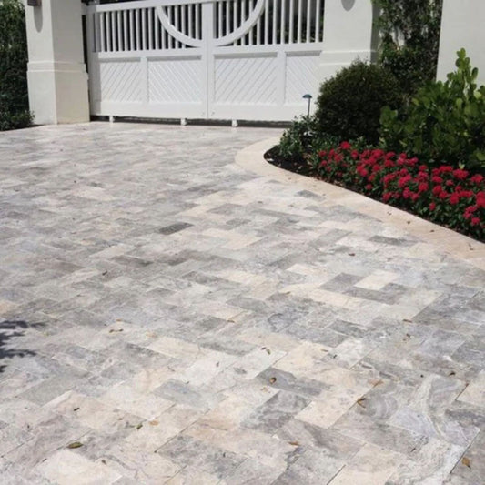 Silver Travertine Tumbled 24x48 2" Paver
