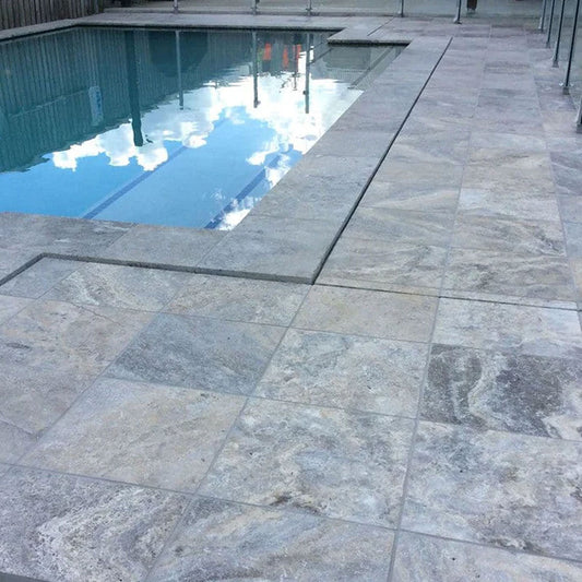 Silver Travertine Tumbled 24x24 2" Paver