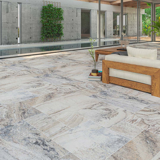 Silver Alaska Travertine Tumbled French Pattern 1-1/4" Paver