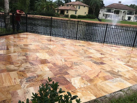 Autumn Blend Travertine Tumbled French Pattern 1-1/4" Paver