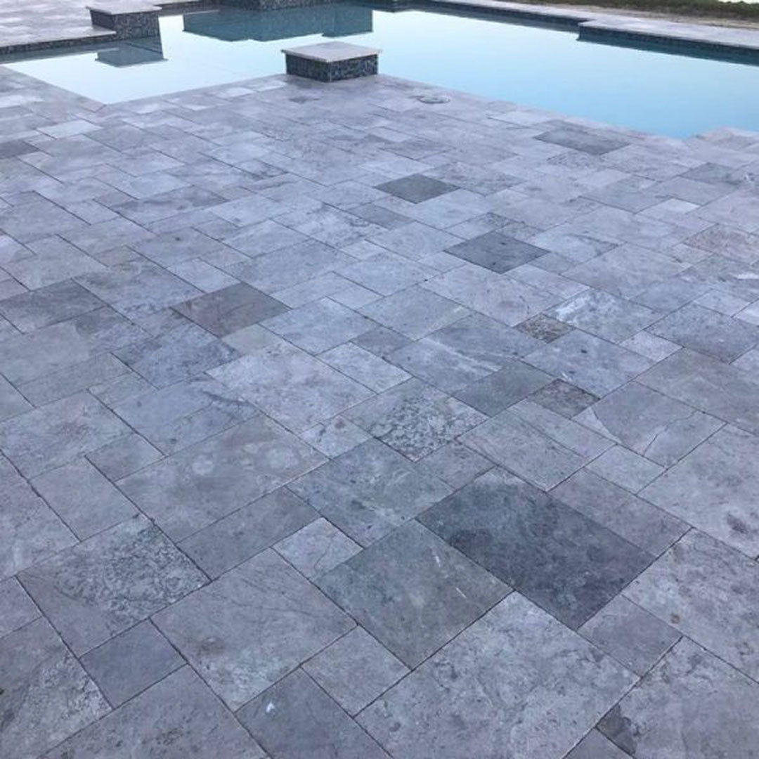 Tundra Grey Marble Tumbled French Pattern 1-1/4" Paver