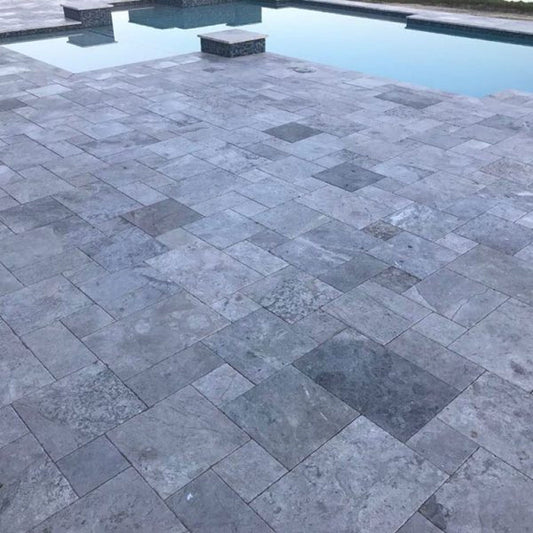 Tundra Grey Marble Tumbled French Pattern 1-1/4" Paver