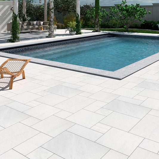 Ice White Marble Sandblasted French Pattern 1-1/4" Paver