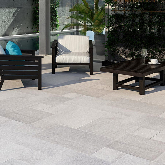 Ice White Marble Leather French Pattern 1-1/4" Paver
