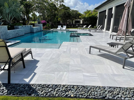 Ice White Marble Tumbled 24x24 1-1/4" Paver