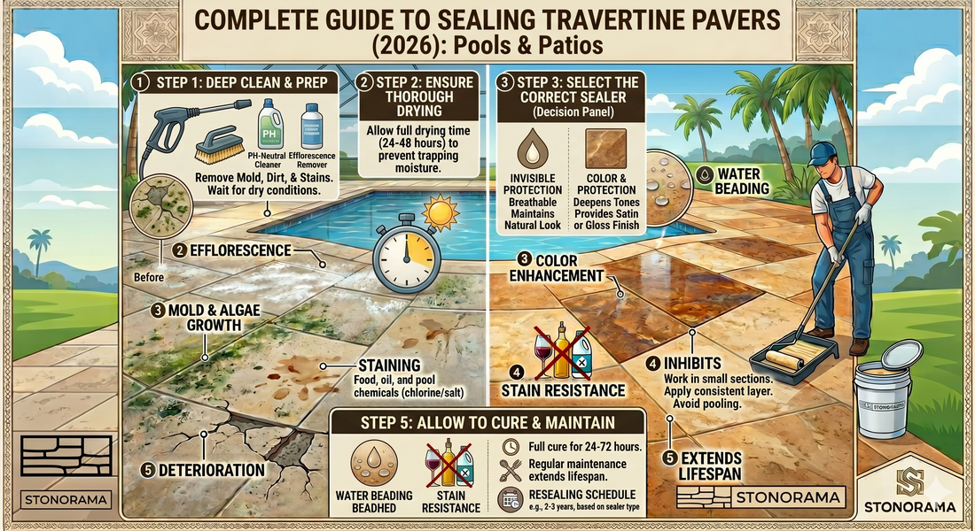 How to Seal Travertine Pavers: Complete Guide for Pools & Patios (2026)