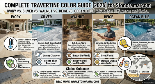 Travertine Color Guide Ivory vs Silver vs Walnut vs Beige vs Ocean Blue