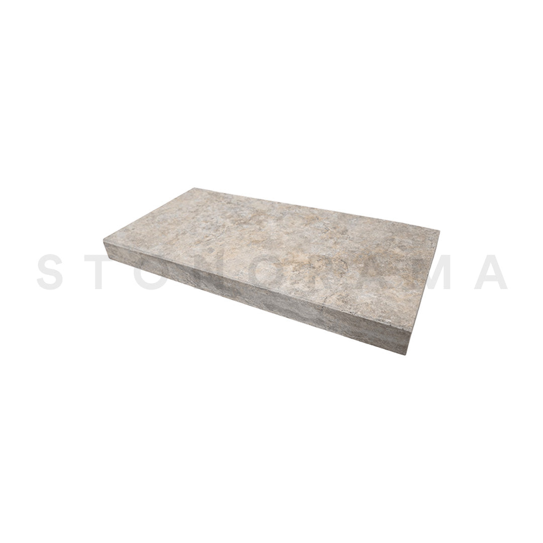 Silver Alaska Travertine Eased Edge 24x72 2" Tread/Cap
