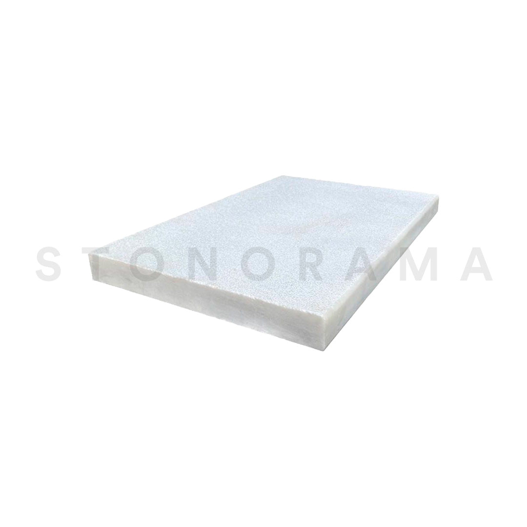 Bursa White Marble Leather Eased Edge 24x72 2" Tread/Cap