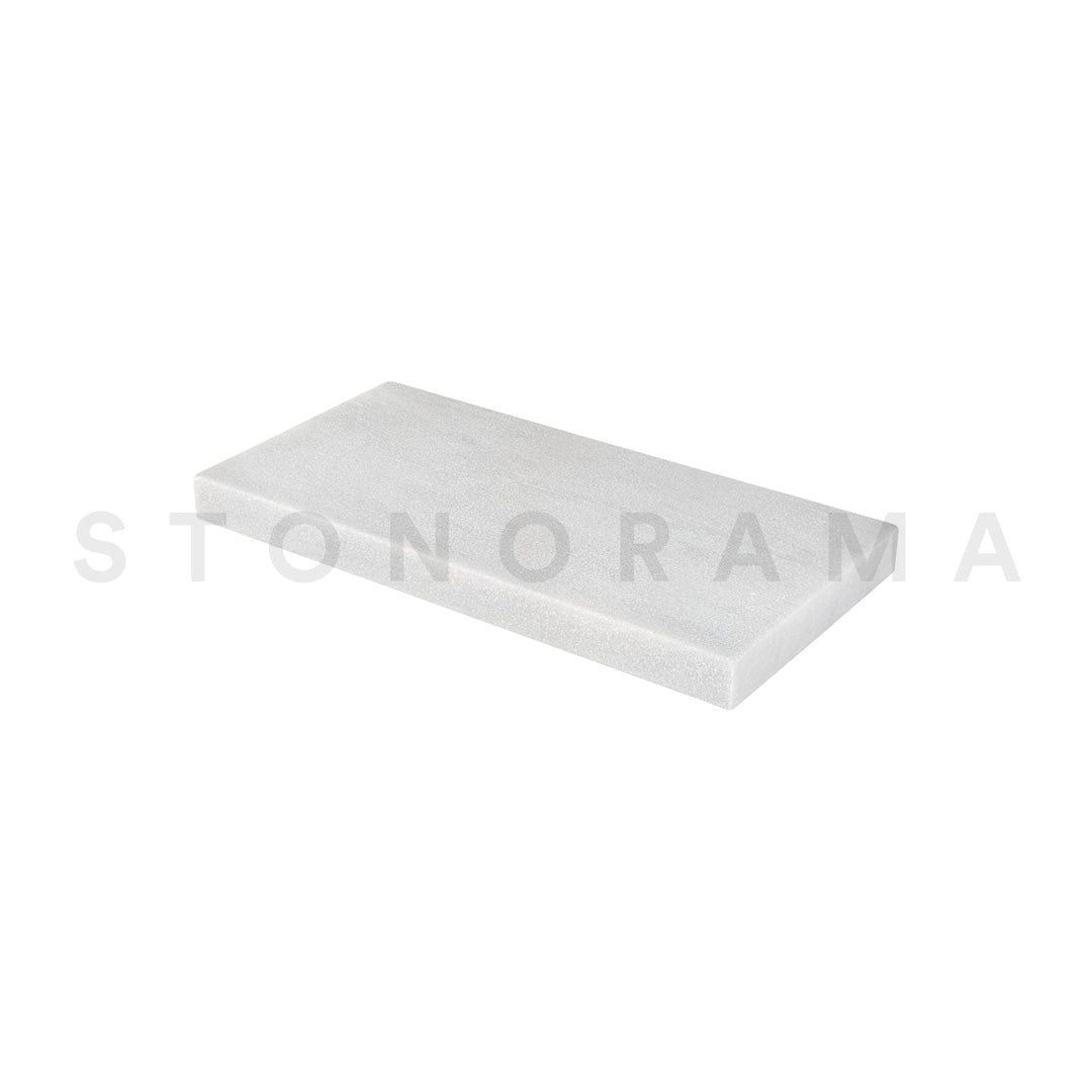 Ibiza White Marble Leather Eased Edge 24x72 2" Tread/Cap