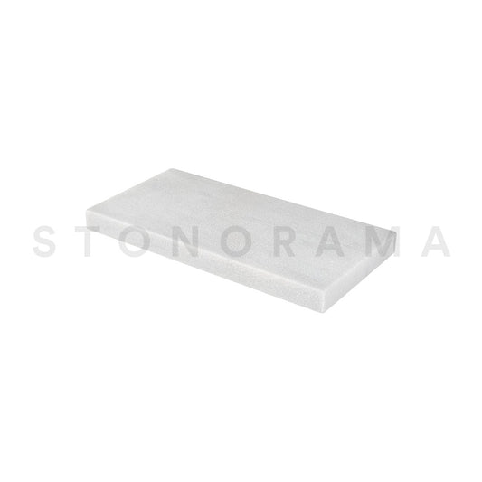 Ibiza White Marble Leather Eased Edge 24x72 2" Tread/Cap
