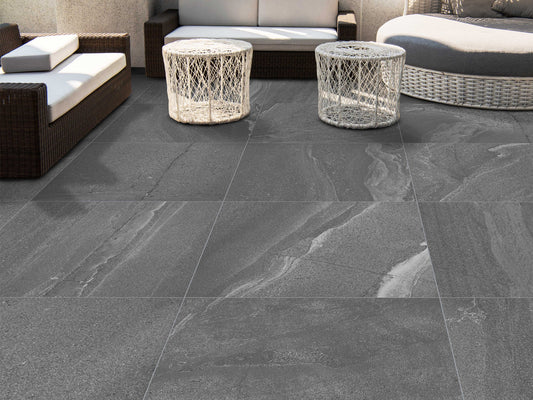 Saratoga Gray Sandstone-Look Porcelain Paver 24x24 3/4"