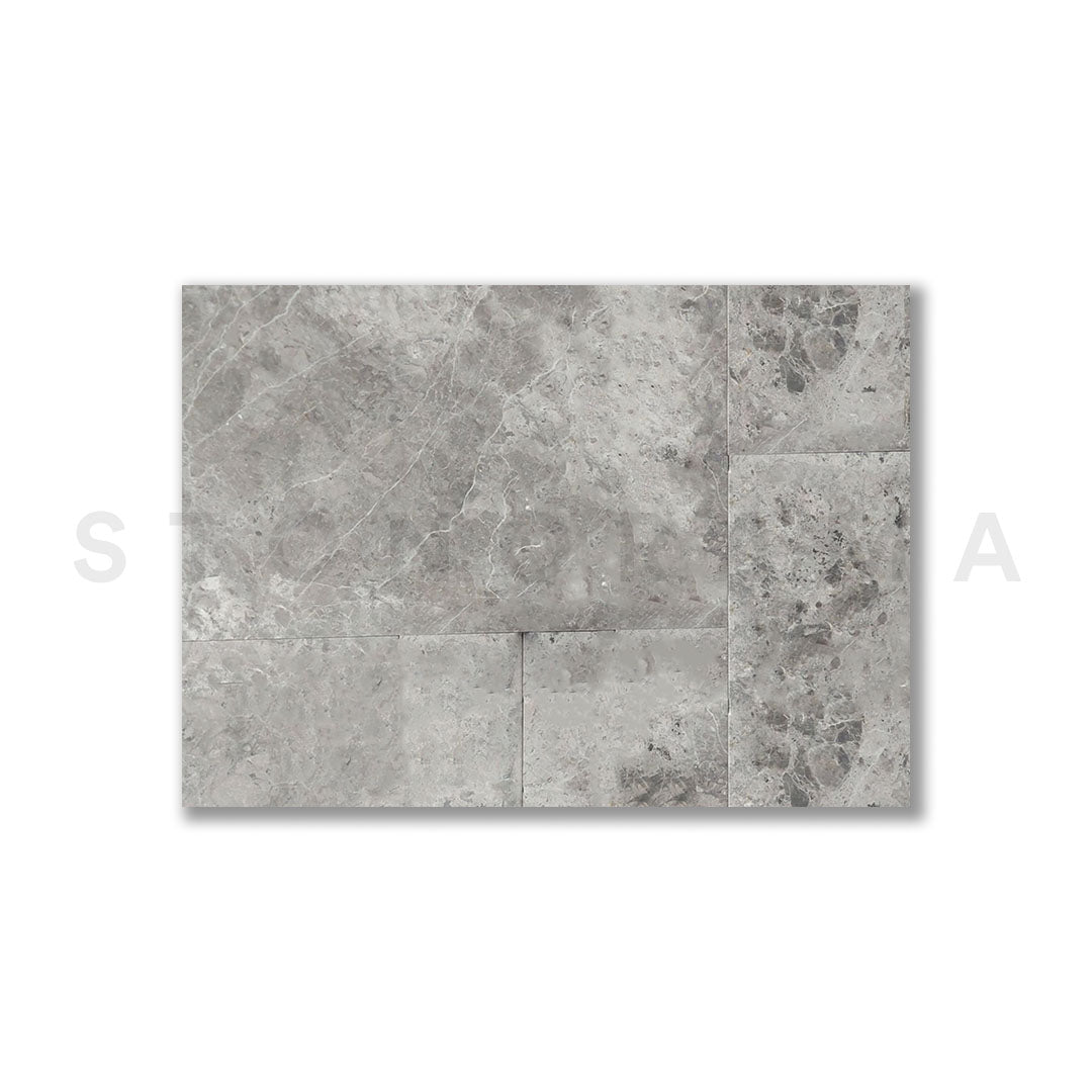 Tundra Grey Marble Tumbled French Pattern 1-1/4" Paver