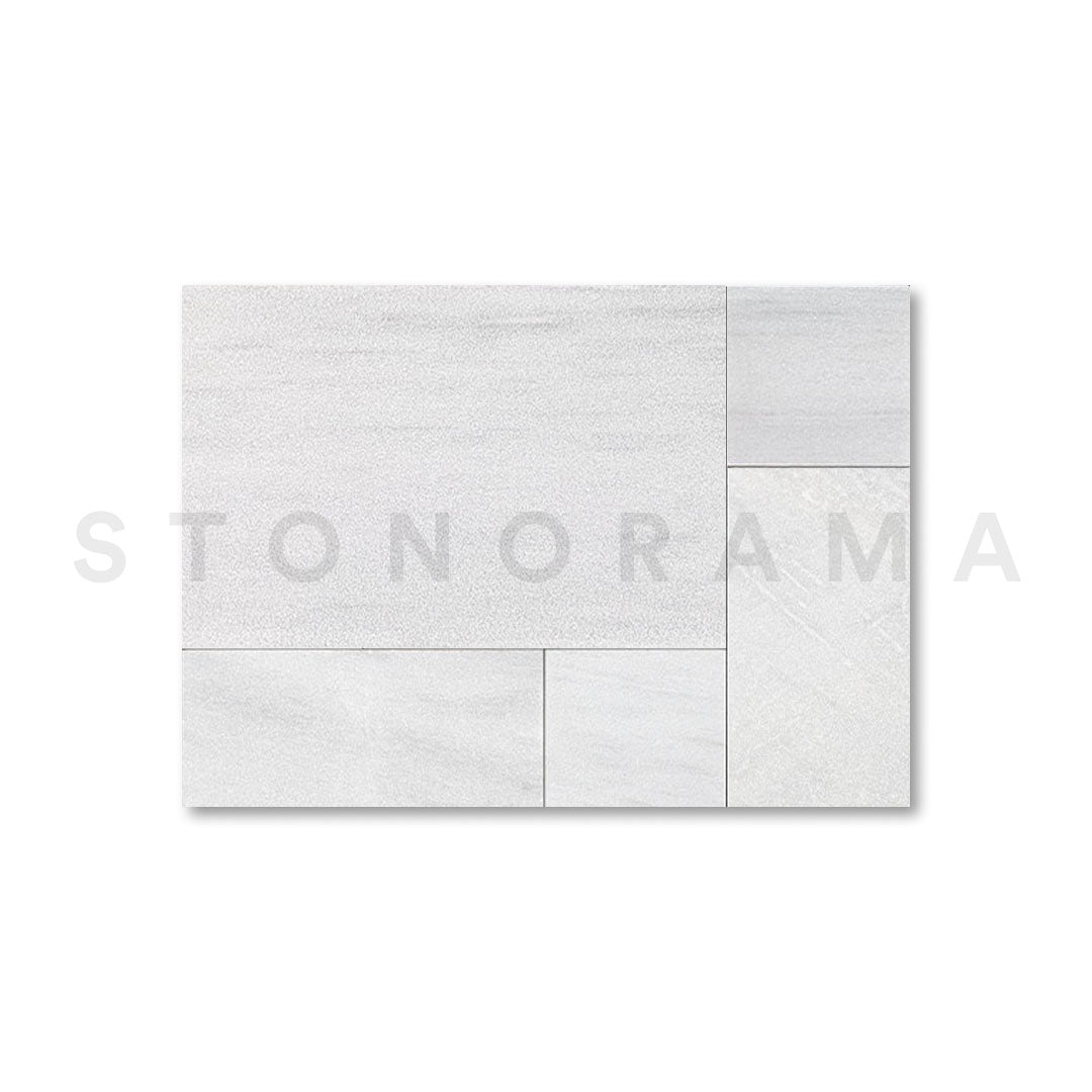 Ice White Marble Leather French Pattern 1-1/4" Paver