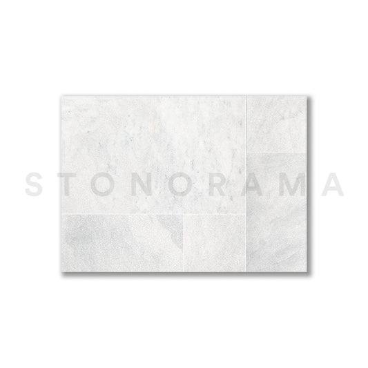 Ibiza White Marble Leather French Pattern 1-1/4" Paver