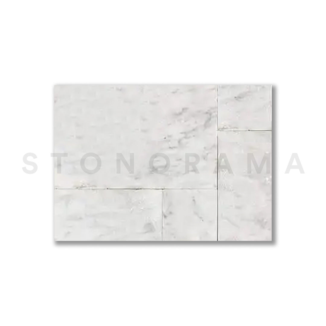Ibiza White Marble Tumbled French Pattern 1-1/4" Paver