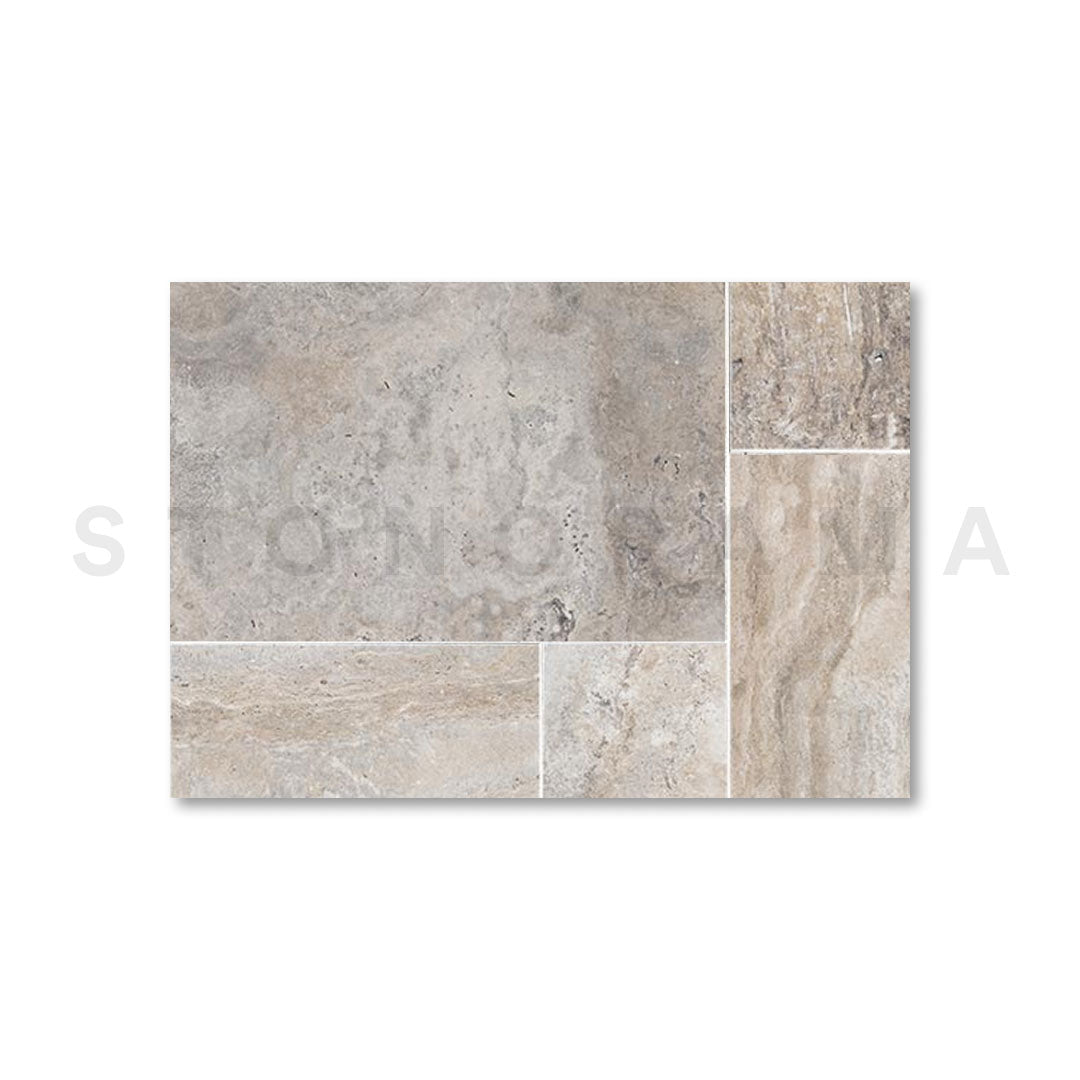Silver River Travertine Tumbled French Pattern 1-1/4" Paver