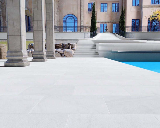 Ibiza White Marble Leather Bullnosed 16x48 2" Pool Coping