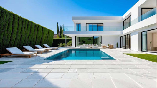Ibiza White Marble Sandblasted Bullnosed 16x48 2" Pool Coping