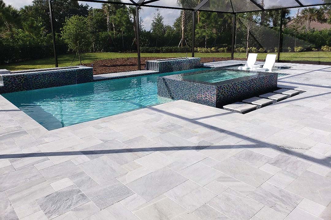 Ice White Marble Leather Eased Edge 24x72 2" Tread/Cap