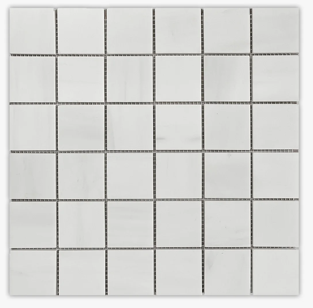 Bianco Dolomiti marble, polished 2x2 mosaic