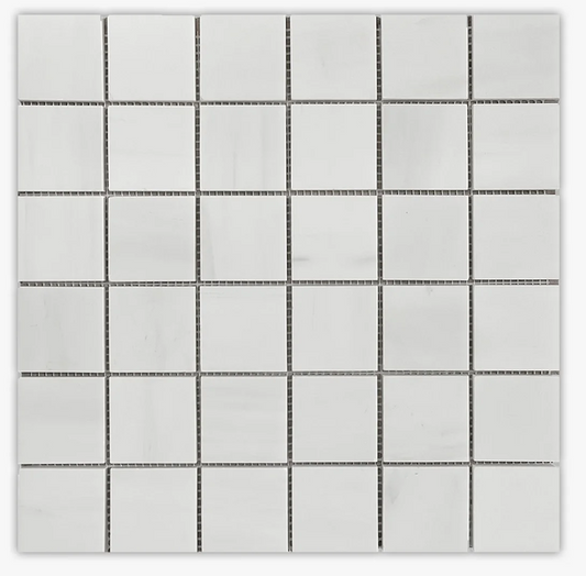 Bianco Dolomiti marble, polished 2x2 mosaic