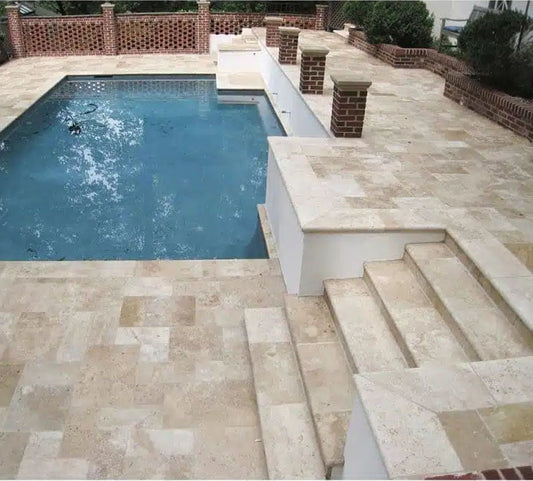 Country Classic Travertine Bullnosed 16x48 2" Pool Coping