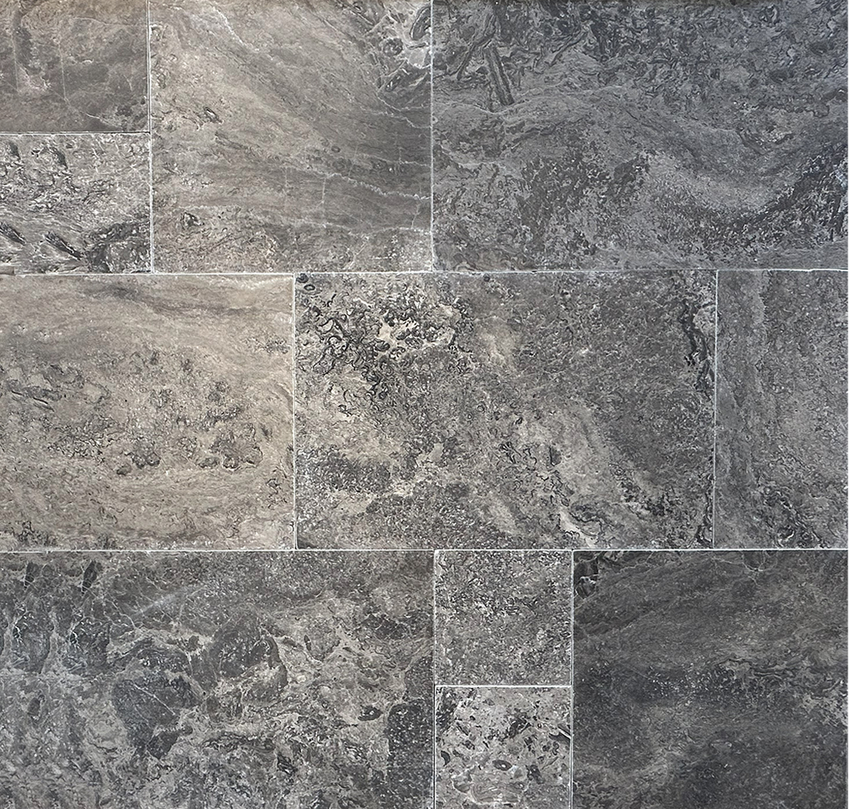 Camden Charcoal Travertine Tumbled French Pattern 1-1/4" Paver