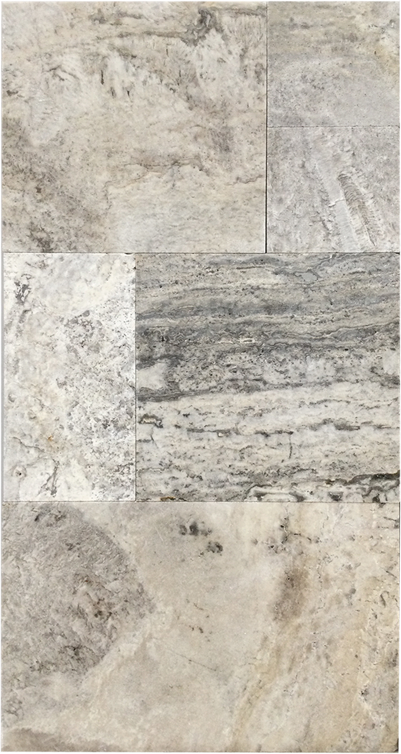 Chesapeake Gray Travertine Tumbled French Pattern 1-1/4" Paver