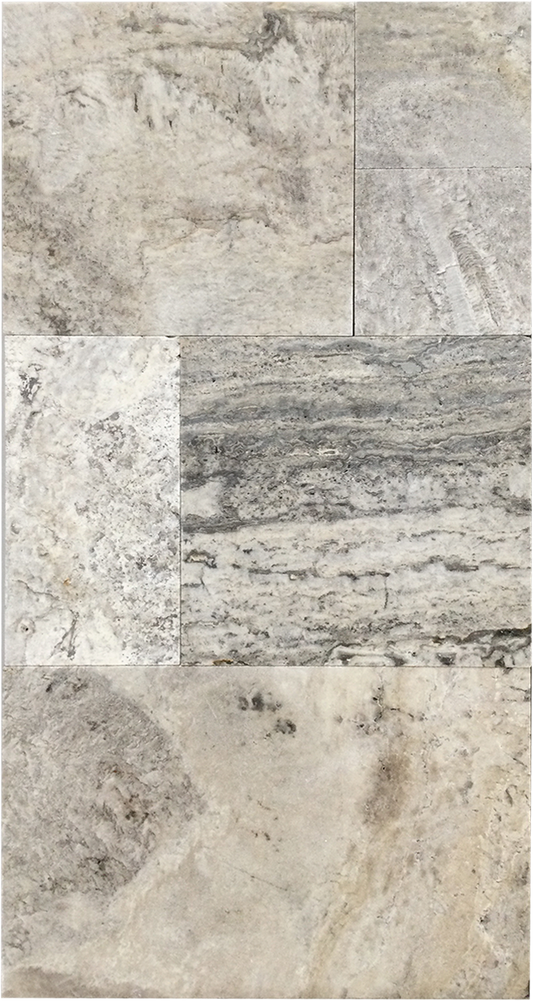 Chesapeake Gray Travertine Tumbled French Pattern 1-1/4" Paver