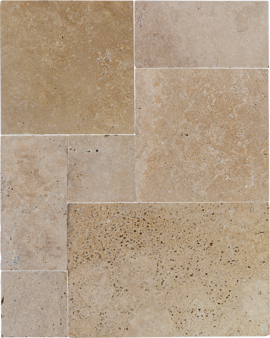 Classic Light Travertine Tumbled French Pattern 1-1/4" Paver