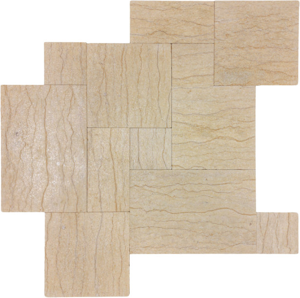 Coronado Cream Marble Leather French Pattern 1-1/4" Paver