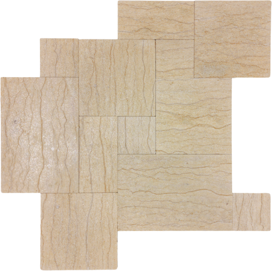 Coronado Cream Marble Leather French Pattern 1-1/4" Paver