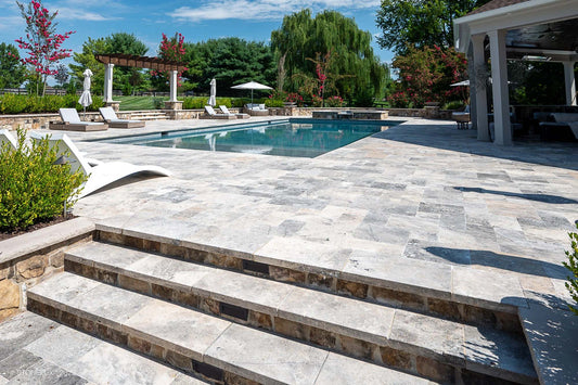 Silver River Travertine Eased Edge 24x72 2" Tread/Cap