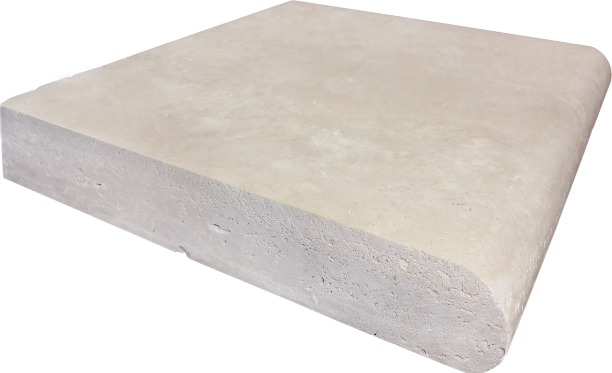 Extra Light Travertine Bullnosed 12x12 2" Pool Coping