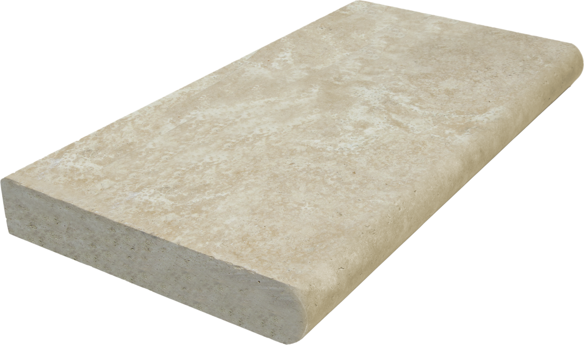 Extra Light Travertine Bullnosed 16x24 2" Pool Coping