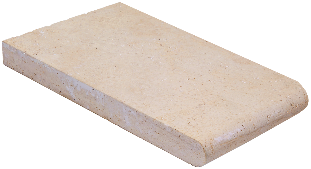 Extra Light Travertine Bullnosed 6x12 1-1/4" Pool Coping