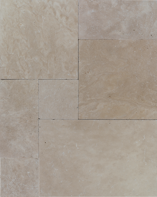 Extra Light Travertine Tumbled French Pattern 1-1/4" Paver