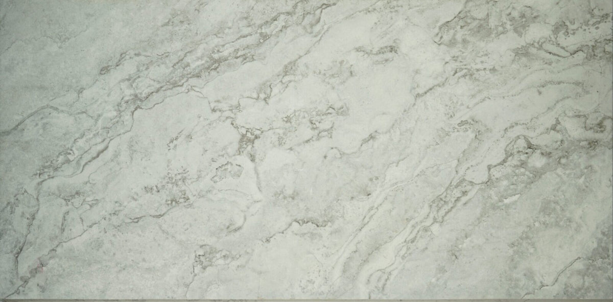 Gramercy White Marble-Look Porcelain Bullnose Coping 12x24 3/4"