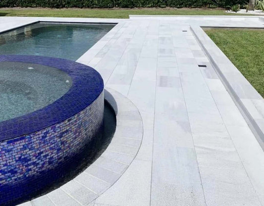 Bursa White Marble Sandblasted Eased Edge 24x72 2" Tread/Cap