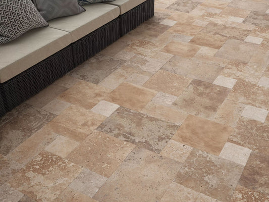 Noce Travertine Tumbled French Pattern 1-1/4" Paver