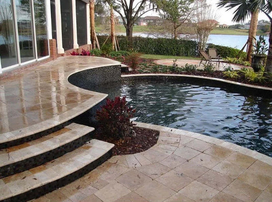 Noce Travertine Tumbled 24x24 2" Paver