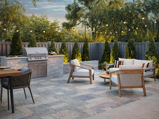 Silver Travertine Tumbled French Pattern 1-1/4" Paver