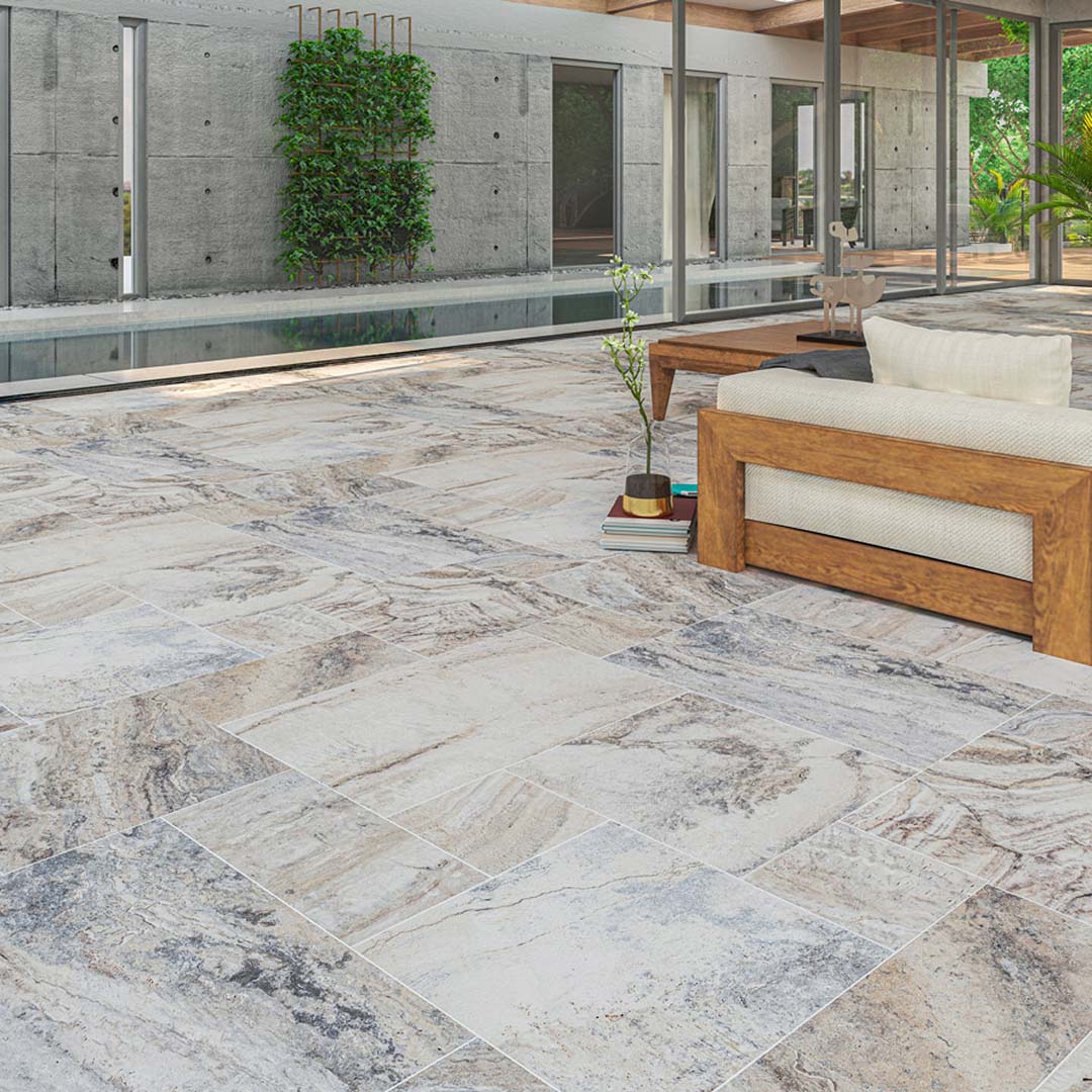 Silver Alaska Travertine Tumbled French Pattern 1-1/4" Paver