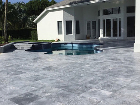 Ocean Blue Marble Leather 24x24 2" Paver