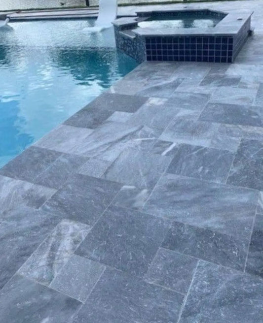Ocean Blue Marble Tumbled French Pattern 1-1/4" Paver